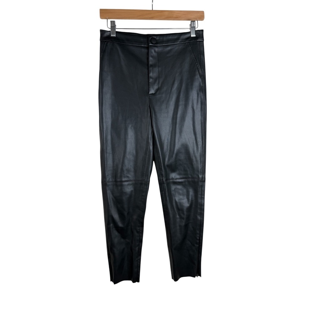 Zara High Waist Faux Leather Skinny Jeans size Small Black
